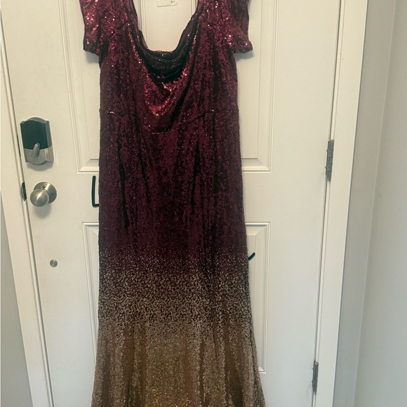 Torrid Burgundy and Gold Sequin Maxi Dress - Picture 1 of 5